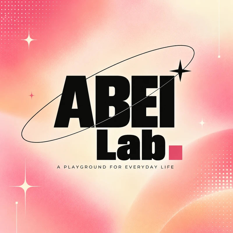 ABEI Lab — A playground for everyday life, on a pastel pink and cream cosmos poster